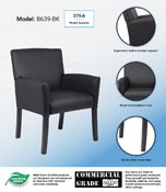 Boss Executive Box Arm Chair W/Mahogany Base, B639-BK